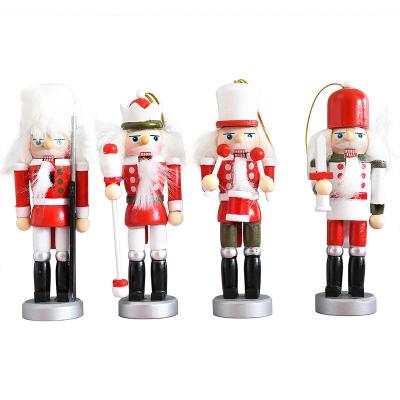 China Creative Wooden Christmas Decorations Puppet 13Cm Nutcracker Wooden Crafts for sale