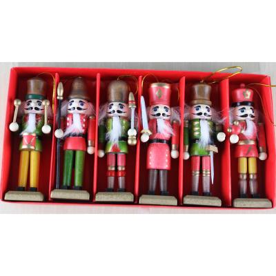 China New Wooden Christmas Walnut Soldier Wooden Ornament 13Cm 6 Pieces Set Of The New Nutcracker for sale