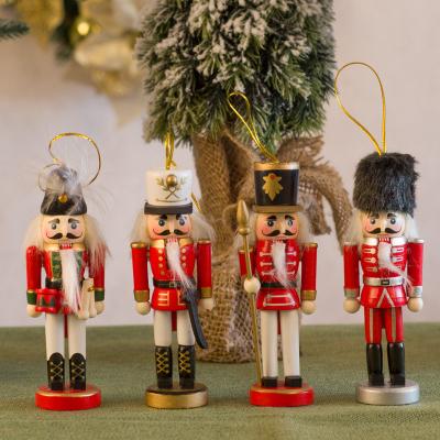 China New Christmas 13Cm Walnut Wooden Man's Nordic Soldier Nutcracker Craft Ornaments for sale