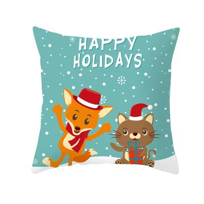 China Anti-Pull 40 Design Green Series Christmas Pillow Case With Peach Skin And Velvet Printing Household Goods Pillow Cover For Sofa for sale