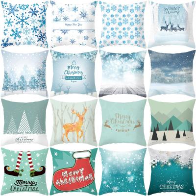 China Anti-pulling Christmas home in Europe and the United States snow flower printing peach fur car pillow digital pillow for sale