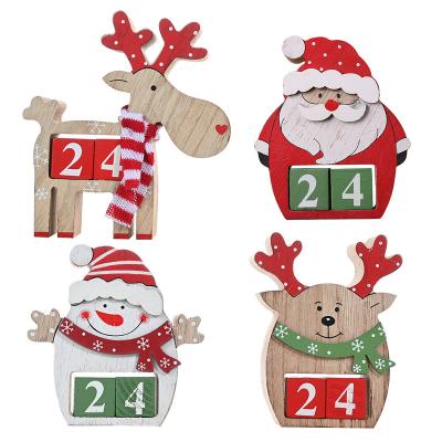 China Christmas Santa Claus snowman elk wooden ornaments three-dimensional decoration wooden calendar new for sale