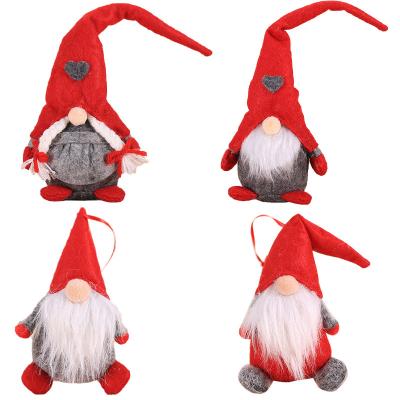 China New Christmas Decorations Old Man Sand Cotton Plush Window Decoration Hanging Decoration Nordic Non-woven Forester Faceless Doll for sale