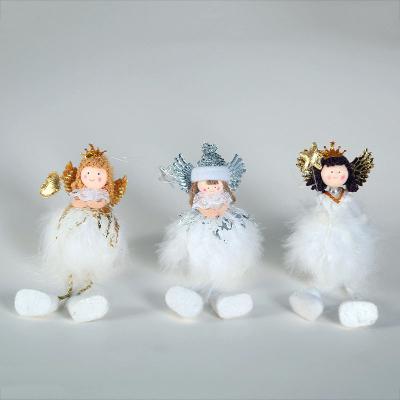 China Creative Christmas Tree Decorations Sand Cotton Plush Decorations New Christmas Ornaments Lovely Christmas Non-woven Angel White Table Window for sale