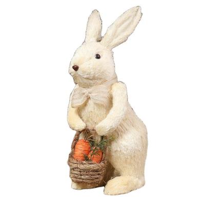 China Sisal /bulrush/Rattan/Fabric Cute Upright Head Holder Basket Holding Large Bunny Crafts Easter Bunny for sale