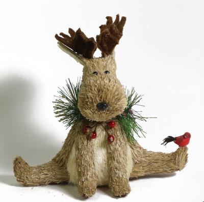 China Cute Legs Flat Hands from /bulrush/Rattan etc. sisal resting elk deer christmas ornaments for sale