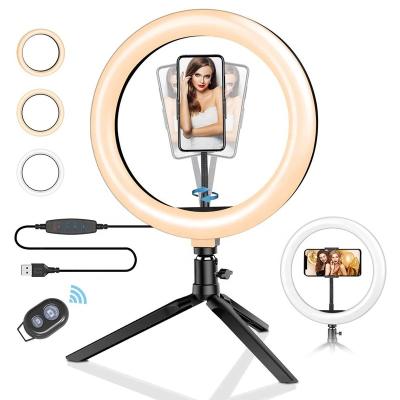 China Portable Selfie Youtube Live Vedio Makeup Table Desktop Photography Beauty Makeup USB Small Led Circle Mobile Phone Stand Selfie Ring Light with Tripod Stand for sale