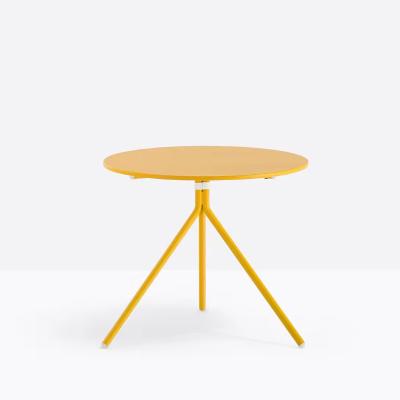 China Weather Outdoor Furniture Outdoor-Furniture Teak Wood tabletop low Table Round Shape Aluminum Frame Dining Table For Hotel Restaurant for sale