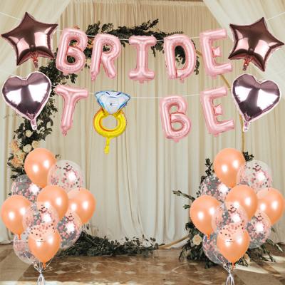 China 16 Inch Bachelor Party Promotional Toy Let Rose Gold Confetti Bride To Be Place Balloon For Wedding Party Decoration for sale