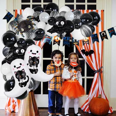 China Toy Promotional Bat Spider Toy Customized Ghost Movie Halloween Balloon Garland White Foil Supplies For Halloween Party Decor for sale