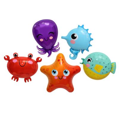 China Promotional Toy Seahorse Starfish Crab Shaped Helium Foil Balloon Toy Undersea World Marine Animal Sea Theme Octopus for Marine Animal Party Decor for sale