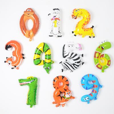 China Promotional Toy Toy Wholesale 16inch Custom Shaped Animal Air Filled Inflatable Letter Foil Balloon For Birthday New Year Party Decor for sale