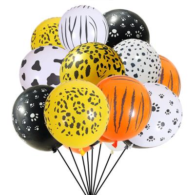 China 12inch Decoration Pattern Decoration Leopard Spot Print Dog Paw Latex Balloons Cow Zebra Stripe Animal Latex Balloon For Baby Shower for sale