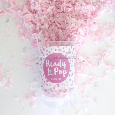 China Customized Plastic And Paper Plastic And Girl Boy Pink Paper Gender Reveal Party Push Pop Confetti for sale