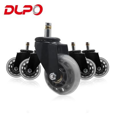 China DLPO Furniture Transparent PU Roller Office Chair Caster Wheels 5 Pieces for sale