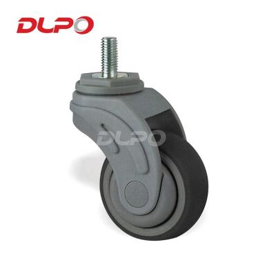 China PIVOT Plastic Dlpo 100mm Caster Wire Screw Swivel Caster Wheels Full Wheels 135kg TPR Medical Casters Wheels For Medical Beds for sale