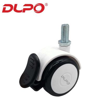 China DLPO Flat Free 2 Inch PU Casters M8 Thread Stem Screw Heavy Duty Medical Hospital Bed Caster Wheels for sale