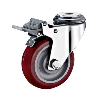 China swivel & Rigid DLPO 3 Inch Flat Board / Top Hole Stainless Steel Casters For Food Processing for sale