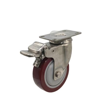 China DLPO Caster Wheel Manufacturer 304 SS Flat Freestanding Stainless Steel Casters With Brake for sale