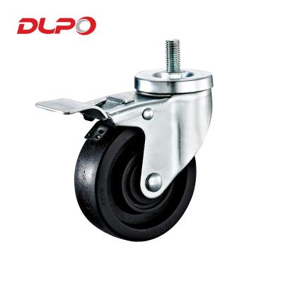 China PIVOT DLPO 4 Inch Galvanized Bolt / Screw Threaded Stem High Heat Caster Wheels With Top Brake for sale