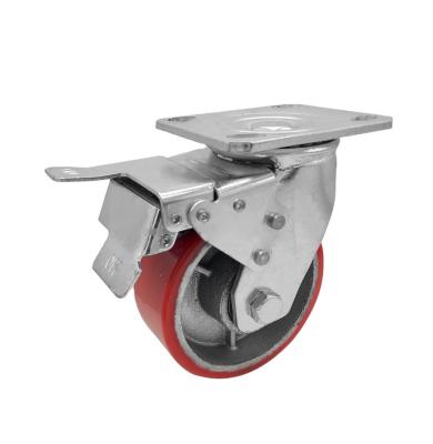 China Heavy Duty DLPO Trolley Iron-Core PU Caster Wheels For Wire Mesh Container for sale