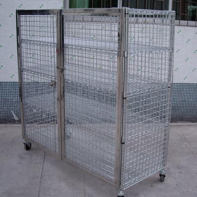 China DLPO Storage Heavy Duty Antirust Metal Warehouse Cage Trolley Foldable Logistic Trolley for sale