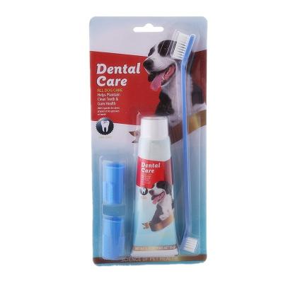 China QIJI Dog Grooming Set Soft Pet Toothbrush Stocked Toothpaste For Cats And Dogs for sale