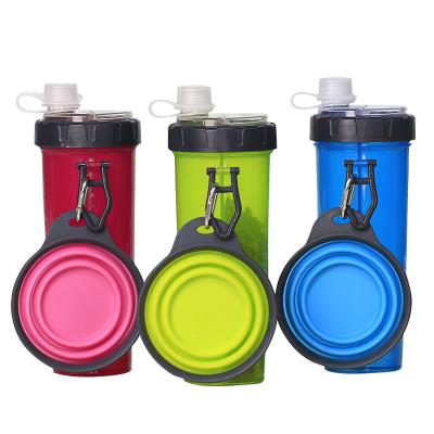 China Viable Wholesale Portable Travel Dog Food Water Bottle Portatil Para botella de botella perro with Collapsible Bowl for sale