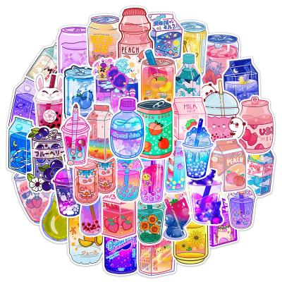 China Waterproof+Eco-friendly New Design 50pcs/bag cute BOBA Bubble Milk Tea Waterproof PVC Vinyl Removable  kawaii stickers for sale