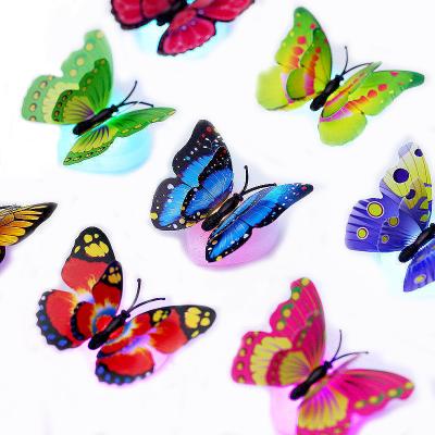 China Waterproof+Eco-friendly home wall decor stickers self adhesive night light 3d led butterfly for sale