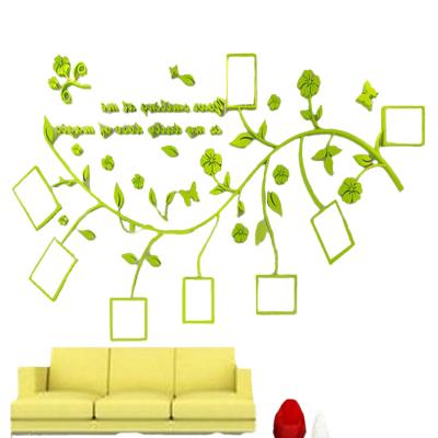 China Waterproof+Eco-friendly 3D Leaves Photo Frame Acrylic Wall Sticker Children Room Decoration TV Background Wall Decals Sofa Decorative Musilum Sticker for sale