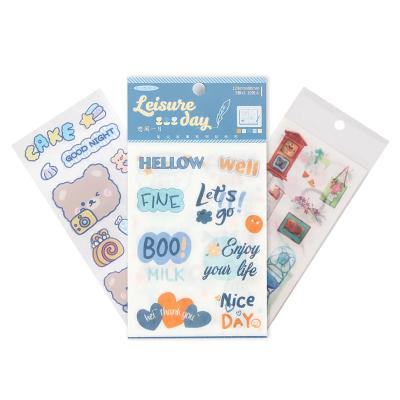 China Cartoon Sticker Custom cute decorative journal scrapbook washi stickers, varnished kiss cut DIY PVC planner sticker sheet manufacturer for sale