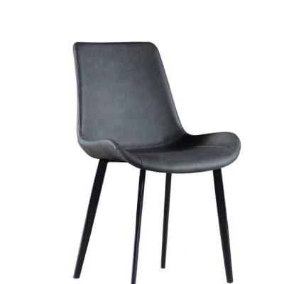 China Simple Home Dining Chair Furniture Genuine Leather Modern Leather Dining Room Simple Chairs for sale