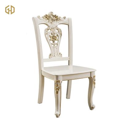 China Exquisite European Style Refectory Genuine Leather Solid Wood Chairs for sale