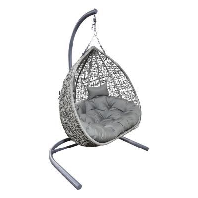 China Modern Style Outdoor Two Seats Egg Hanging Chair With Double Rack Hanging Egg Chair for sale