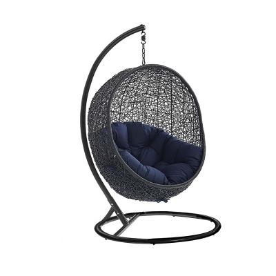 China Modern Modern Style Outdoor Furniture Swing Egg Chair With Bracket Rattan Egg Chair Hanging for sale