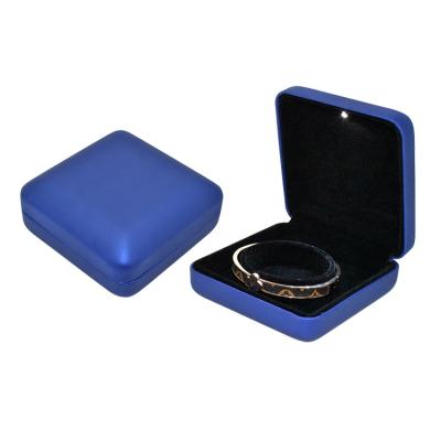 China Wholesale Custom Modern Luxury Blue Leather Black Velvet Led Bracelet Boxes Jewelry Gift Boxes for sale