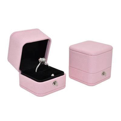 China Wholesale Eco-friendly Plastic Jewelry Packaging Display Velvet Leather Customized Ring Packaging Display Luxury Jewelry Box for sale