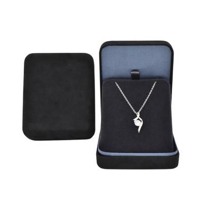 China Wholesale Luxury Black Luxury Jewelry Display Necklace Gift Factory Custom Velvet Suede Pendant Storage Box for sale