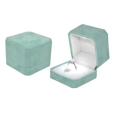 China Luxury Elegant Wholesale Octagon Customized Luxury Velvet Gift Packaging Box Led Ring Jewelry Boxes for sale