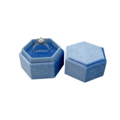 China Wholesale Velvet Thin Luxury Engagement Hexagon Ring Jewelry Origin ODM/OEM Custom Wedding Ring Box for sale