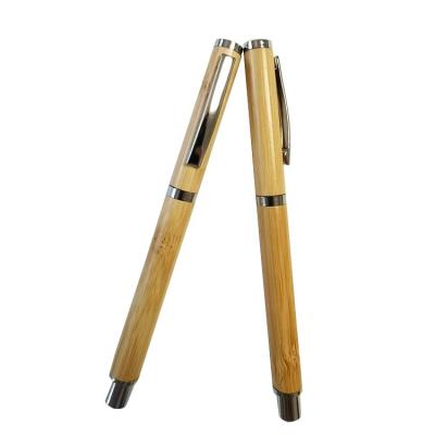 China Office & School Pen wholesale metallic bottom hook top bamboo pen logo printing for sale