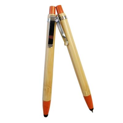 China Office & School Pen promotional eco bamboo barrel and wheat straw tip top with stylus ball pen for sale