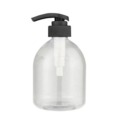 China BEAUTY PACKAGING Cosmetic Clear Plastic Bottle 500ml / Round PET Bottle 500ml With 28 / 410 Black Pump / Empty Bottle With Pump for sale