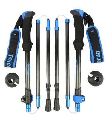 China Lightweight Full Carbon Style Top Quality New Portable Trekking Pole YMC5-E7-B Black&Blue for sale