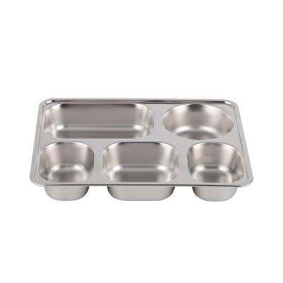 China Disposable Factory School Prison Stainless steel Metal Divided food tray for sale