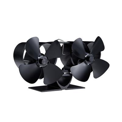 China Household New Mini Twin 4 Blades Smart Wood Stove Fan for sale