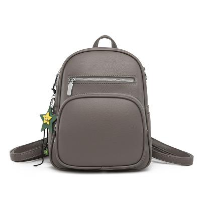 China New Fashion Trend Waterproof Backpack Women's Large Capacity Solid Soft Leather Casual Backpack for sale