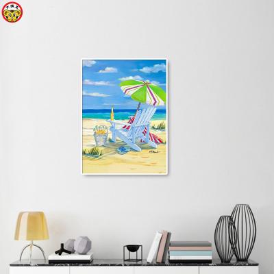 China Modern Handmade DIY Canvas Number Oil Painting Cartoon Seascape Wall Decoration Art Painting for sale