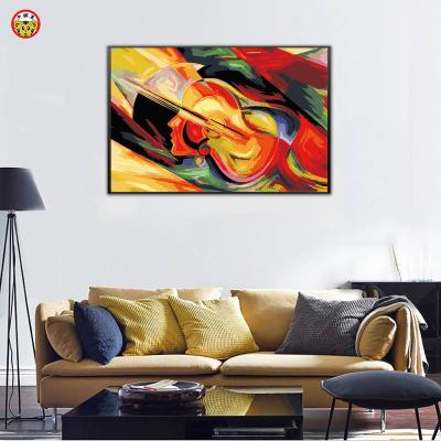 China Hand Painted Living Room Bedroom Abstract Oil Painting Hand Painted Abstract Guitar Numbers Oil Painting Thought Decorative Painting for sale